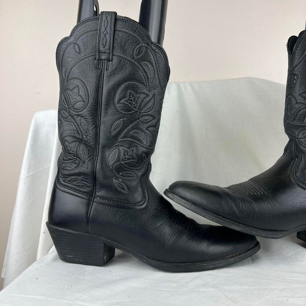 Ariat Black Cowboy Boots Size 10 B - Picture 2 of 8